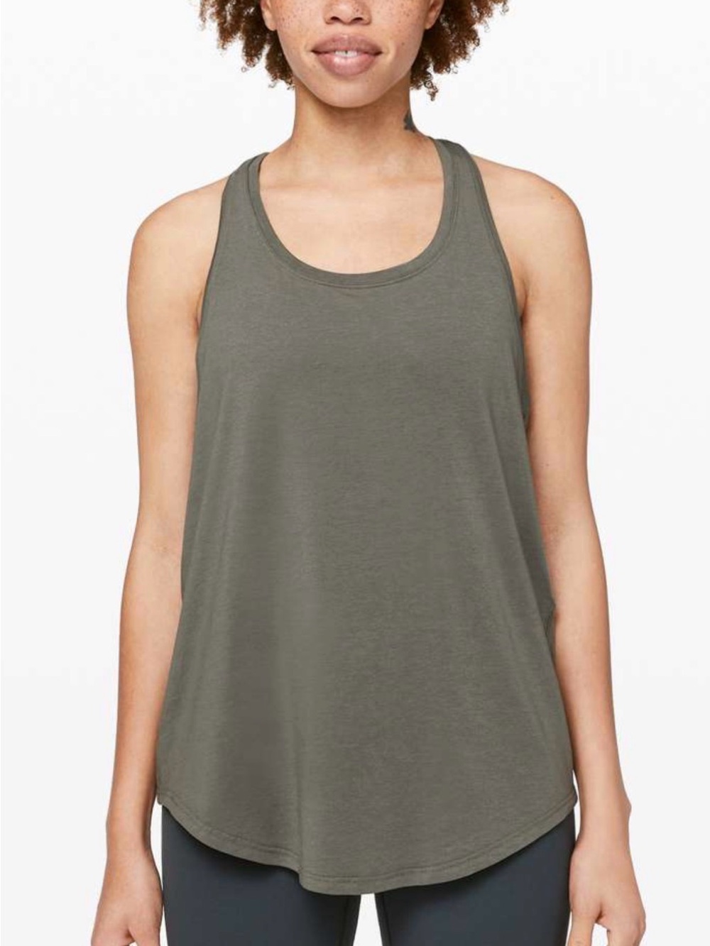 lululemon love tank pleated- gray sage